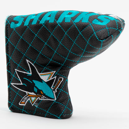 San Jose Sharks solid blade putter quilted golf headcover alternate view