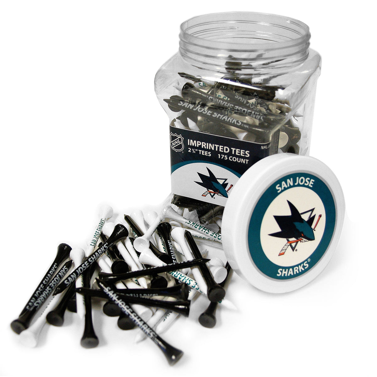 San Jose Sharks 175-count golf tee jar with team-imprinted tees