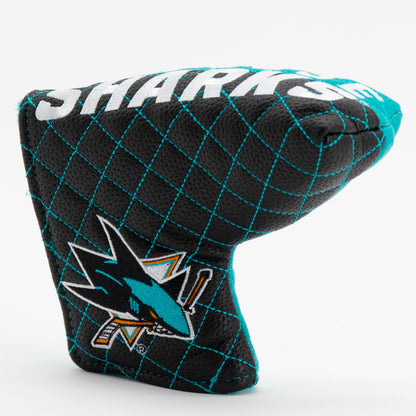 San Jose Sharks split blade putter quilted golf headcover alternate view