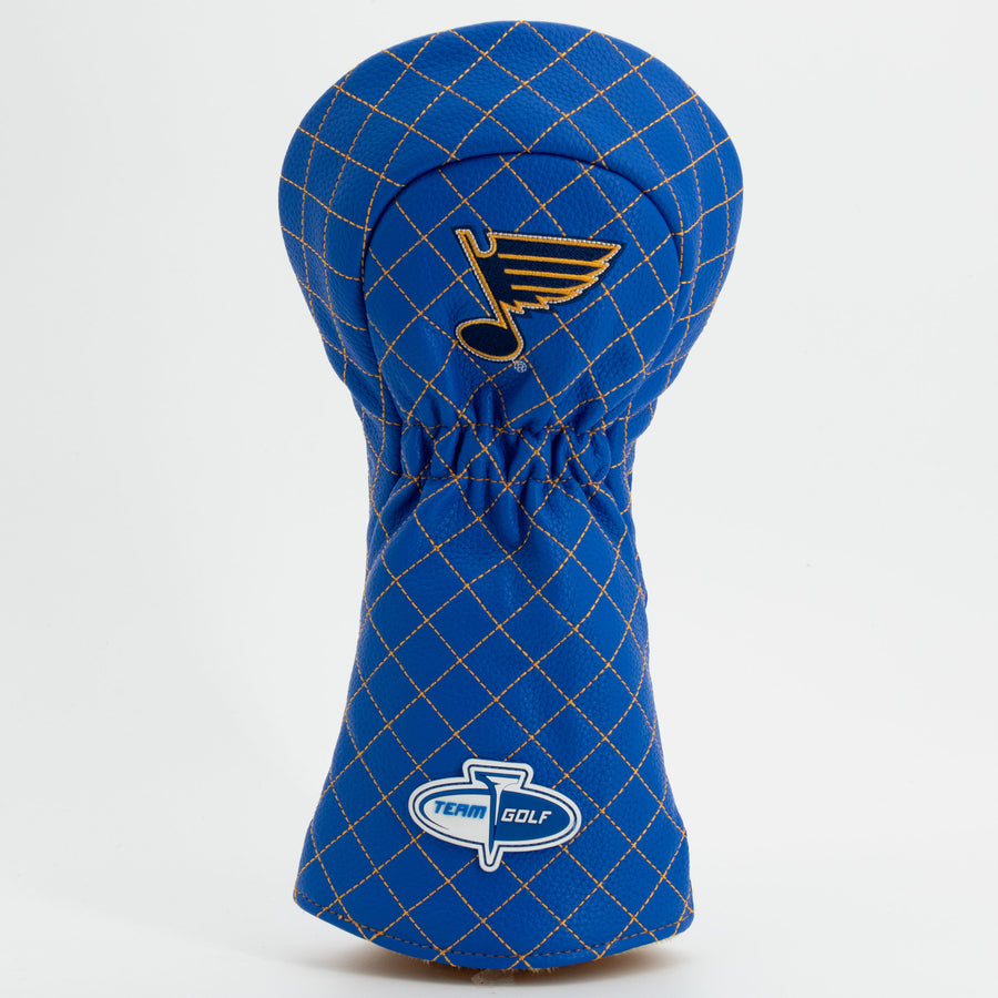St Louis Blues solid quilted driver cover, back view