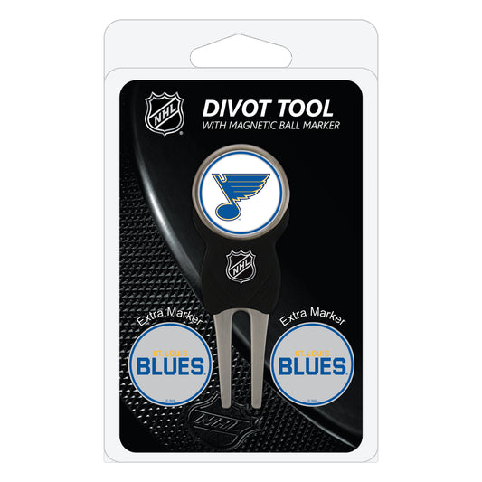 St. Louis Blues divot repair tool and three ball markers