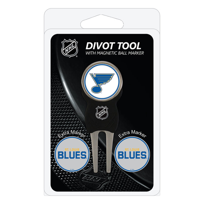 St. Louis Blues divot repair tool and three ball markers