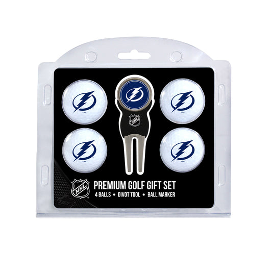 Tampa Bay Lightning four ball golf gift set with divot tool and ball marker