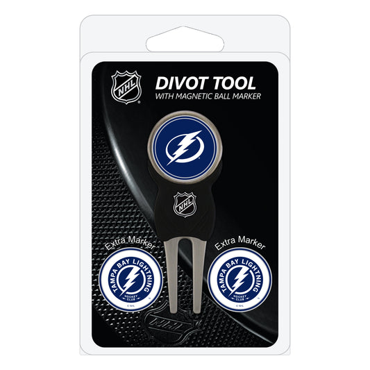 Tampa Bay Lightning divot repair tool and three ball markers