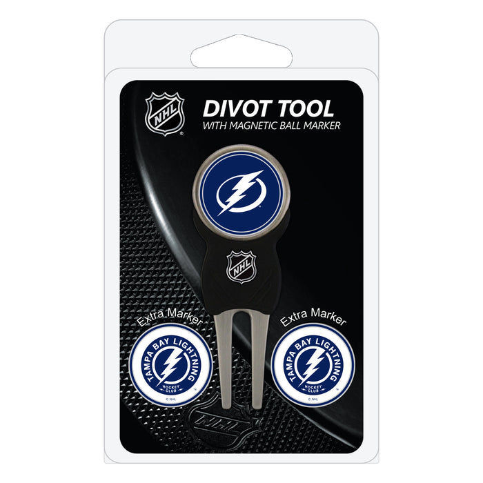 Tampa Bay Lightning divot repair tool and three ball markers