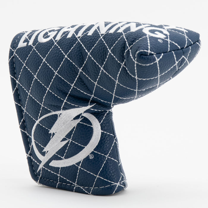 Tampa Bay Lightning Solid Blade Putter quilted headcover, angled view