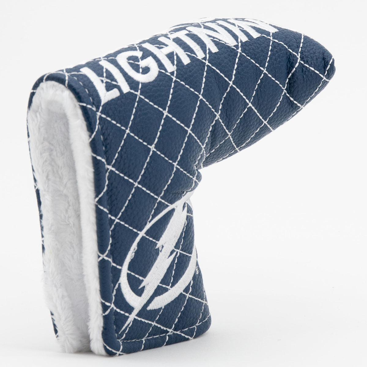 Tampa Bay Lightning Solid Blade Putter quilted headcover, opening detail