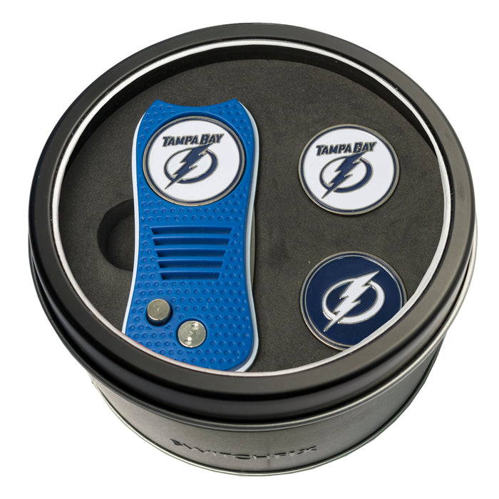 Tampa Bay Lightning Switchblade divot tool and ball marker tin gift set