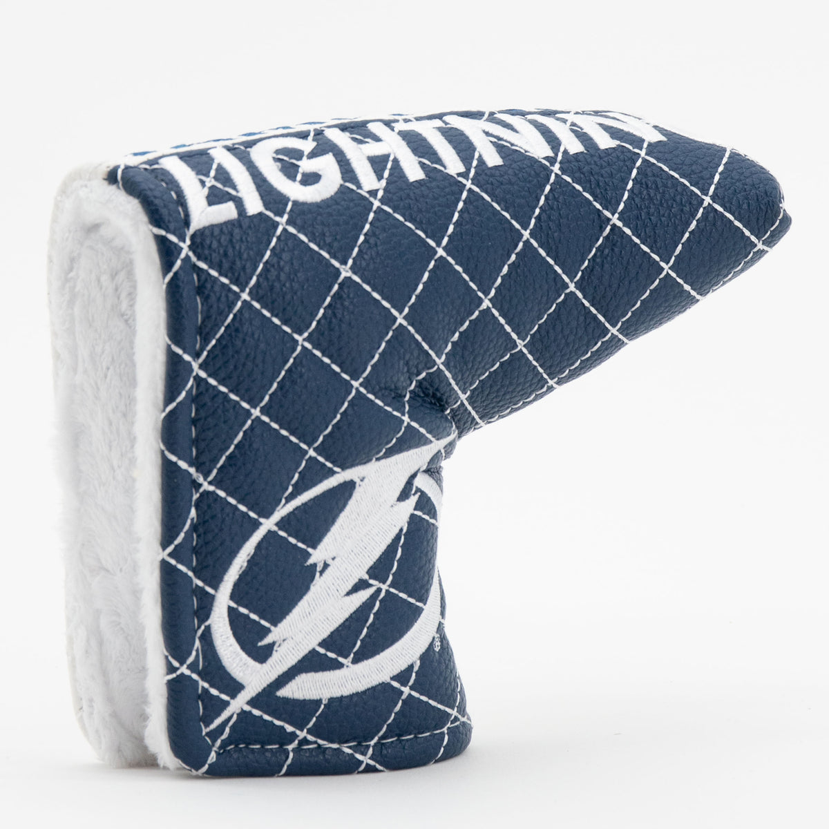Tampa Bay Lightning Split Blade Putter quilted headcover, opening detail