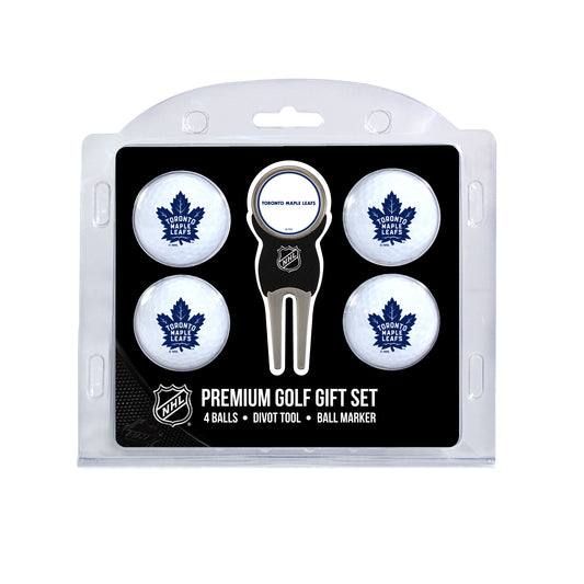 Toronto Maple Leafs four ball golf gift set with divot tool and ball marker