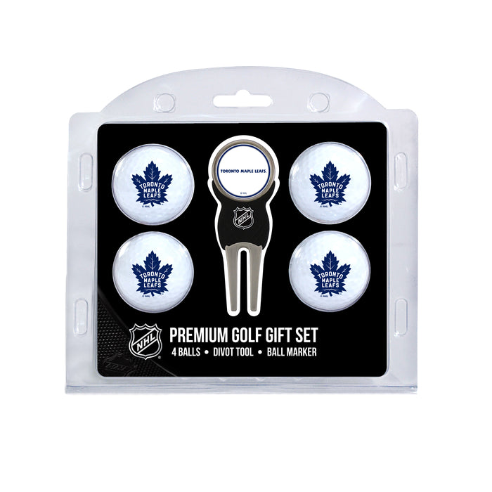 Toronto Maple Leafs four ball golf gift set with divot tool and ball marker