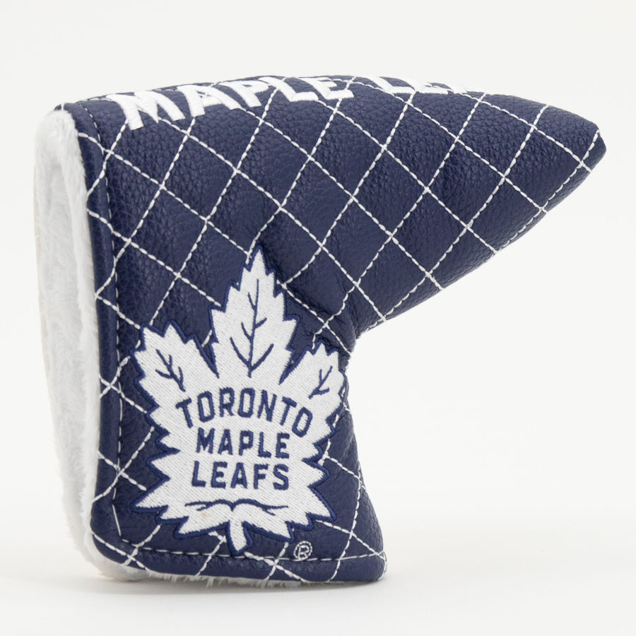 Toronto Maple Leafs split quilted blade putter cover: original opening and lining detail