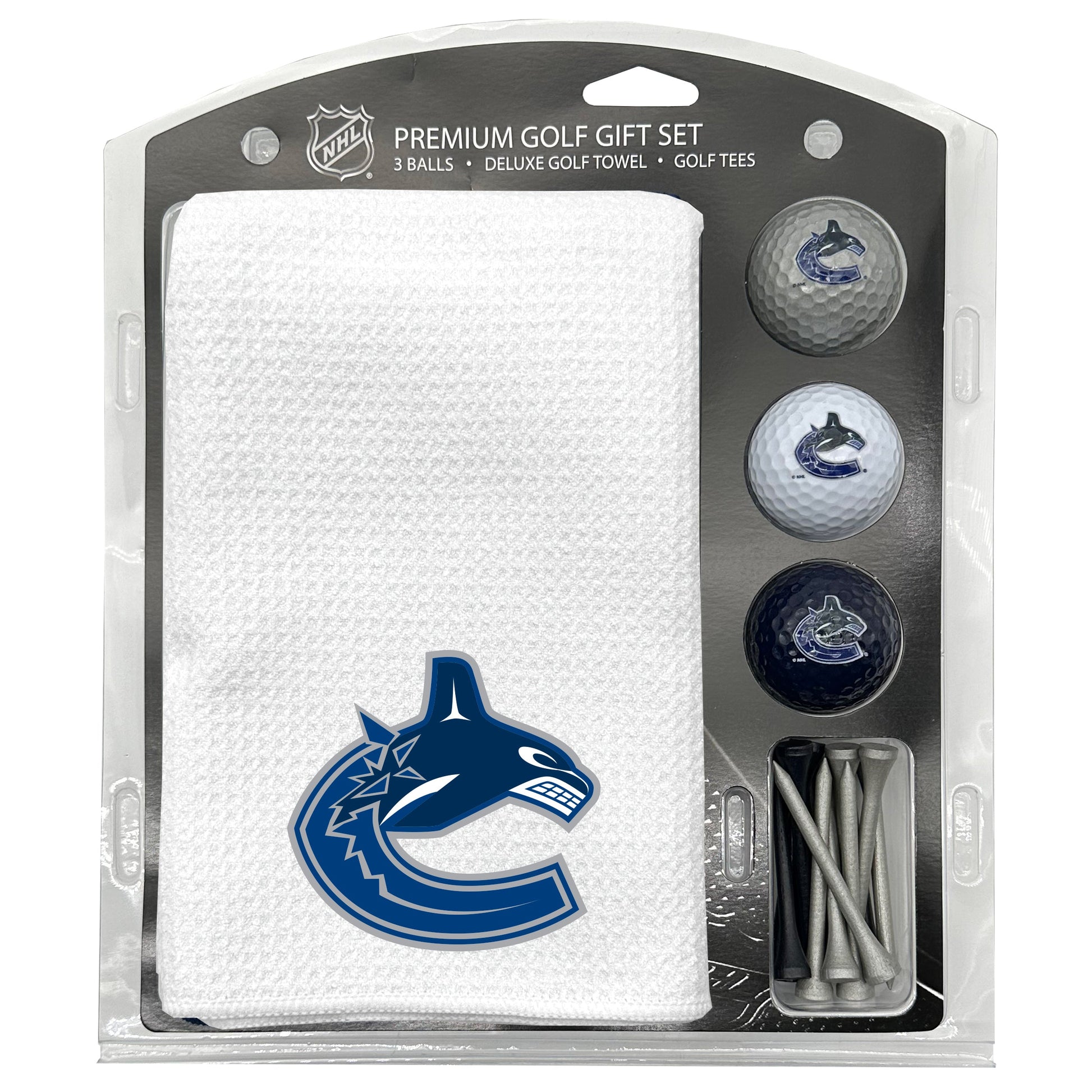 Vancouver Canucks White Microfiber Towel Golf Gift Set - Club Rehab