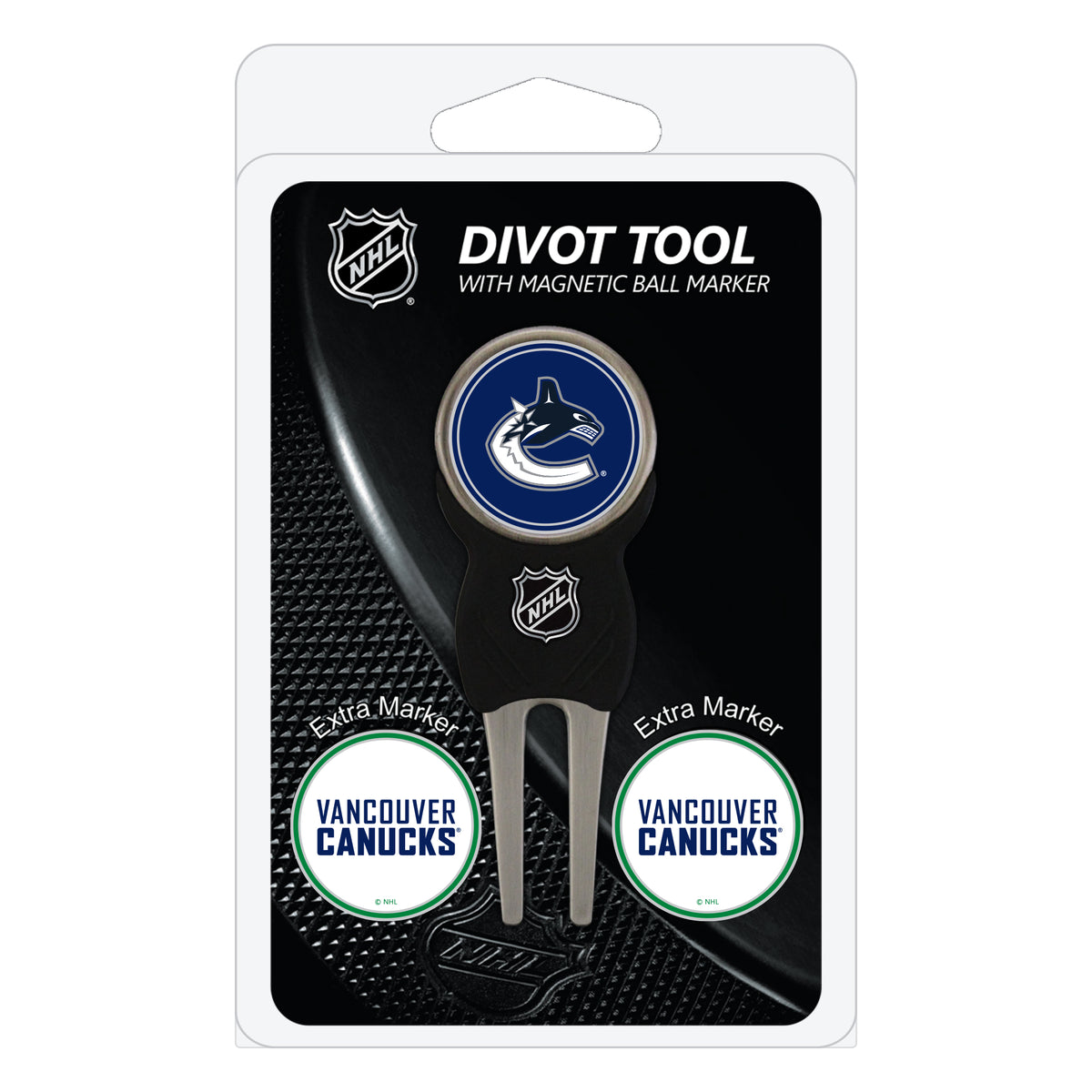 Vancouver Canucks divot repair tool and three ball markers