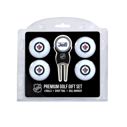 Winnipeg Jets four ball golf gift set with divot tool and ball marker