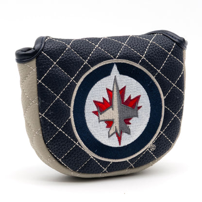 Winnipeg Jets Solid Mallet Putter quilted headcover, angled view