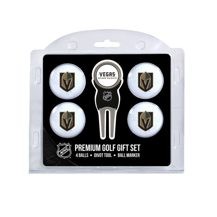 Vegas Golden Knights four ball golf gift set with divot tool and ball marker
