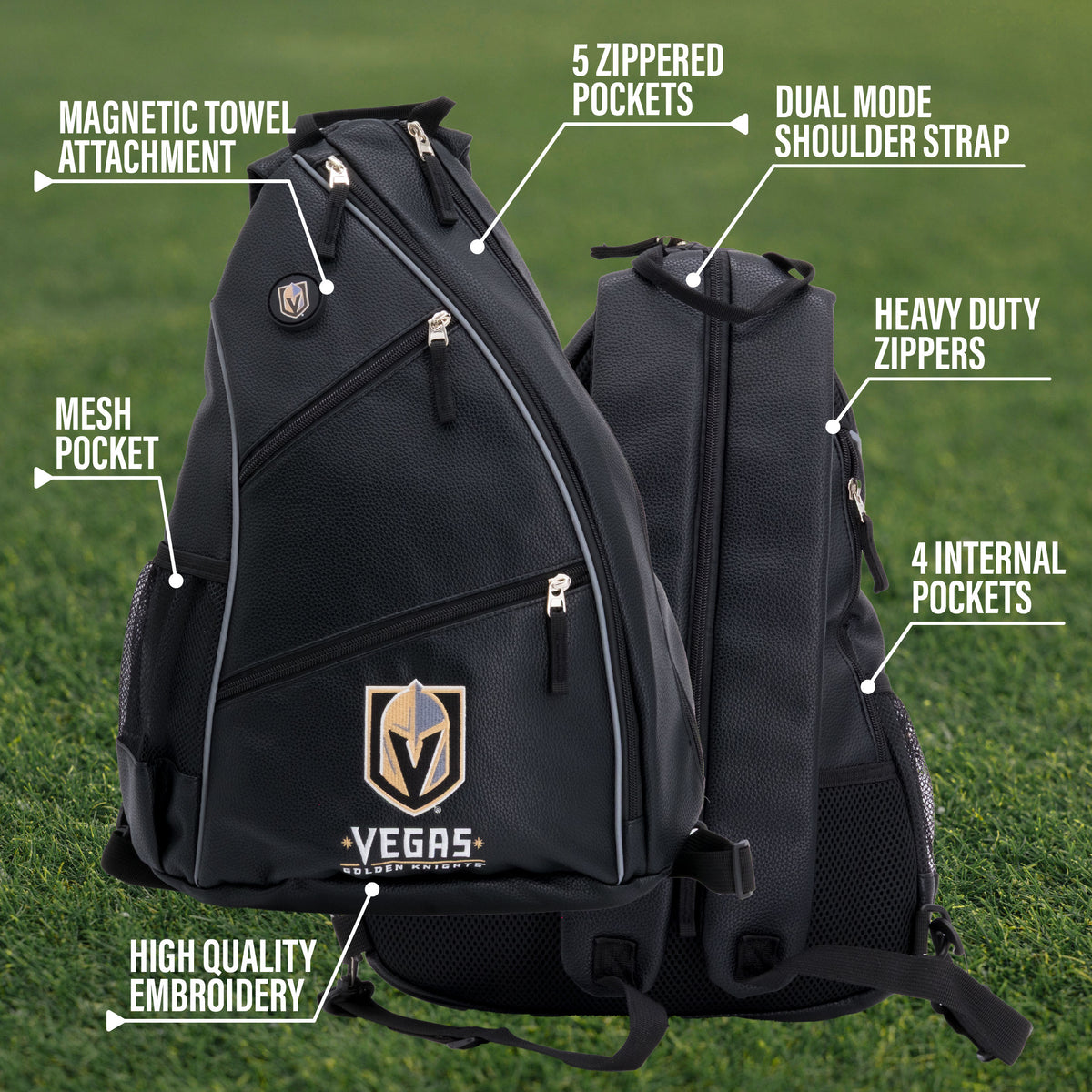 Vegas Golden Knights PU leather backpack by Team Golf, view 6