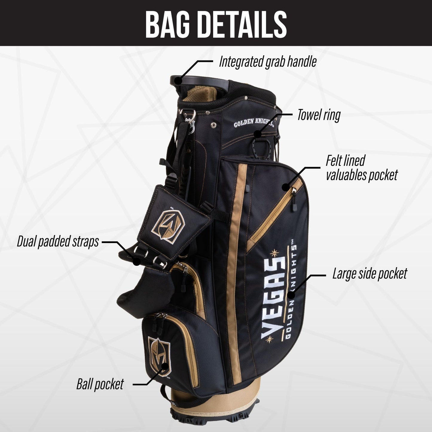 Vegas Golden Knights Fairway Stand Bag - Image 3 - Club Rehab