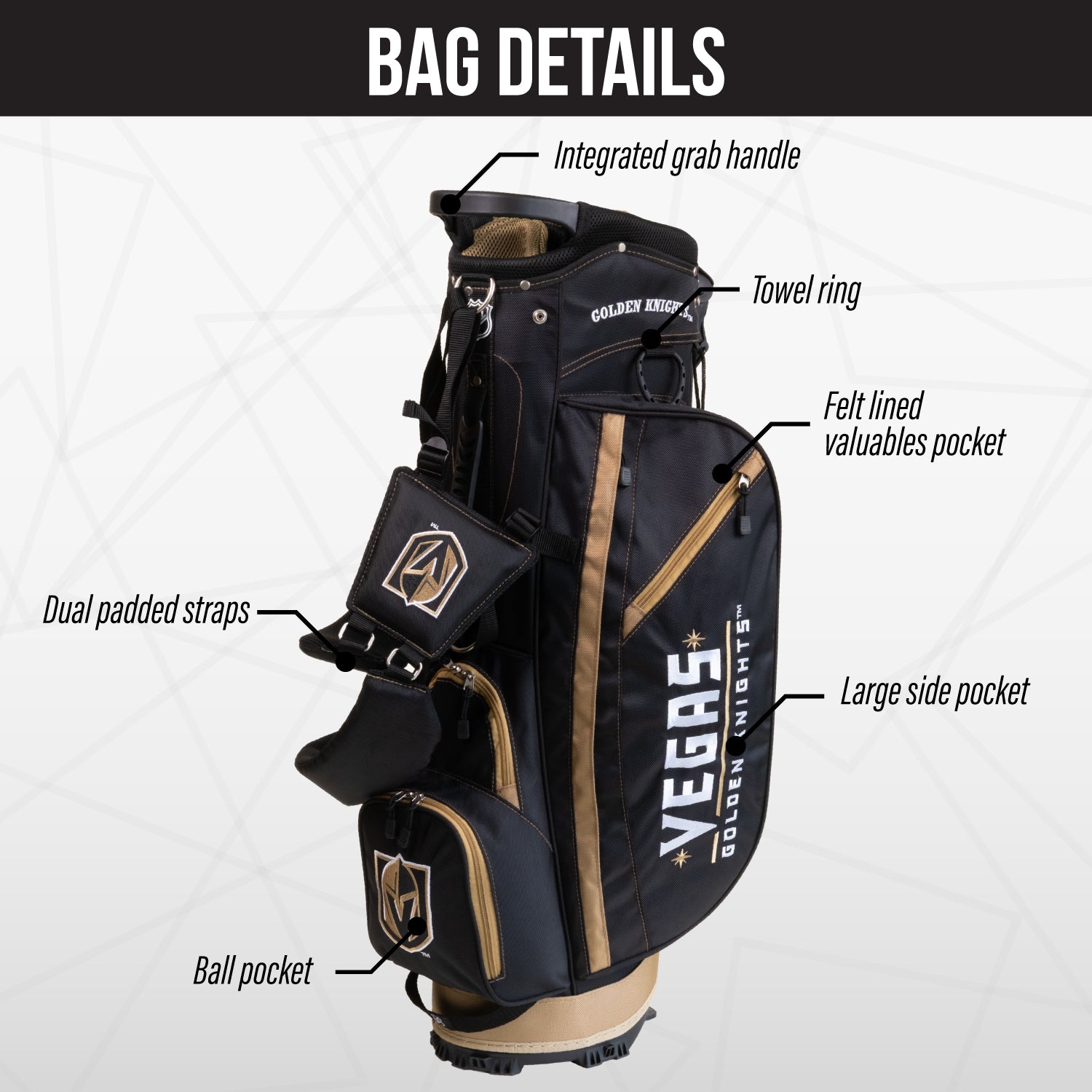 Vegas Golden Knights Fairway Stand Bag - Image 3 - Club Rehab