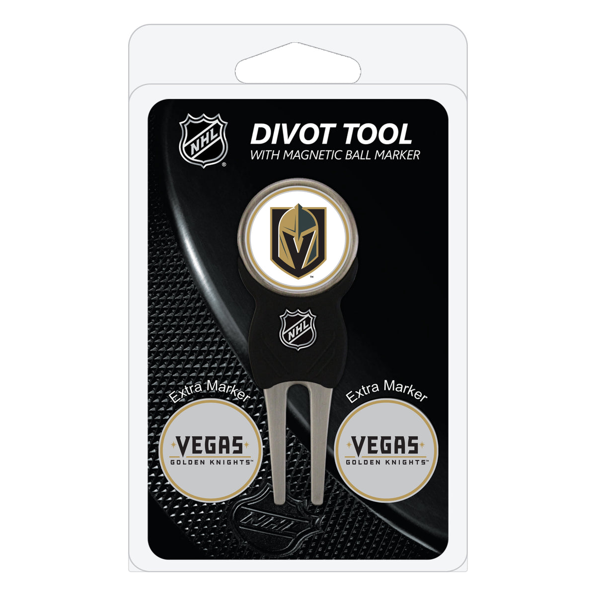Vegas Golden Knights divot repair tool and three ball markers