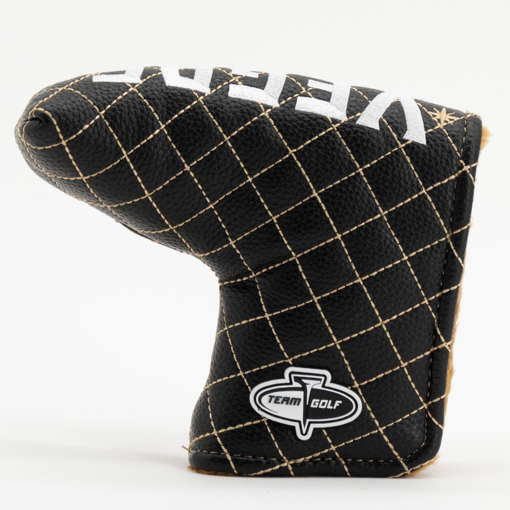 Vegas Golden Knights solid blade putter quilted golf headcover alternate view