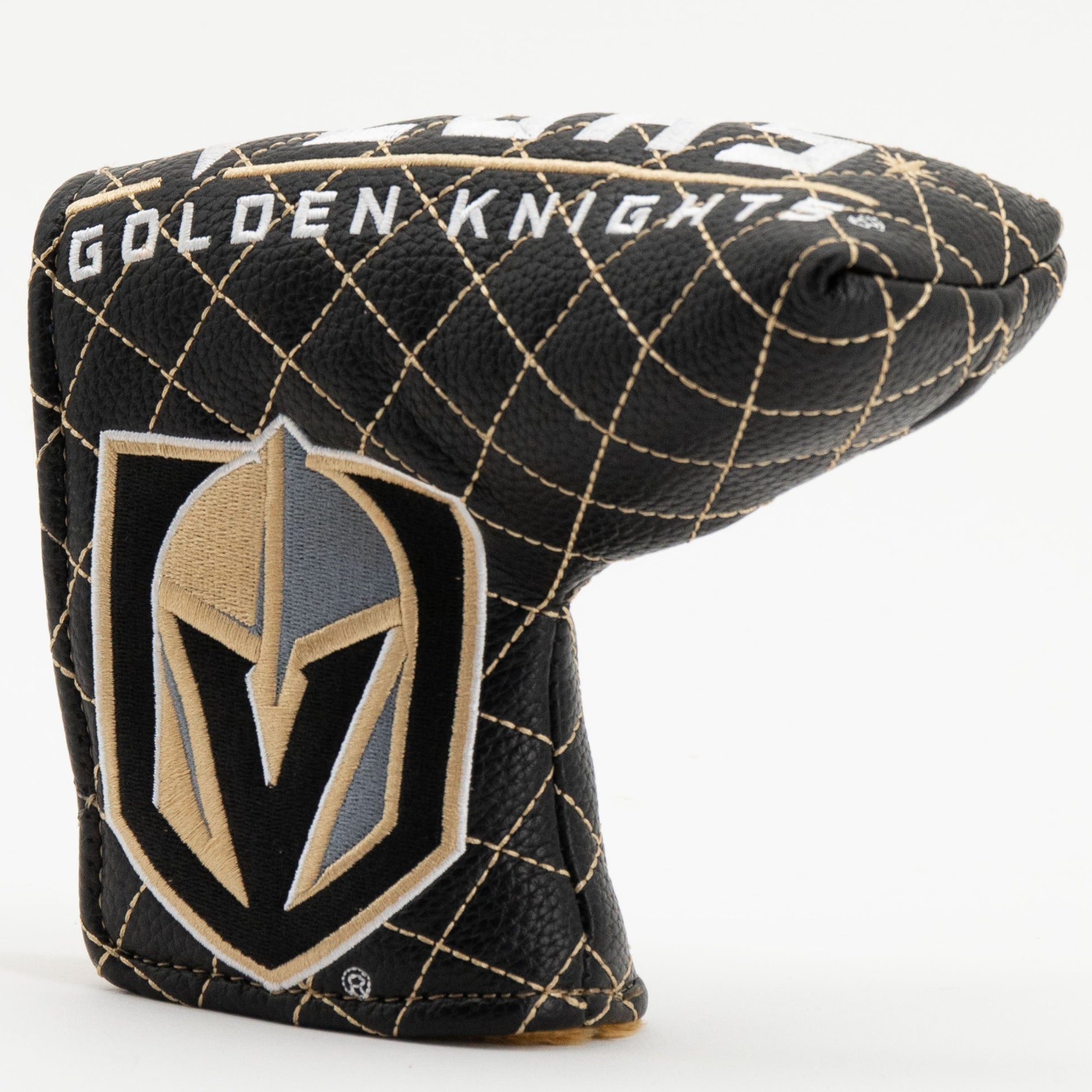 Vegas Golden Knights solid blade putter quilted golf headcover alternate view