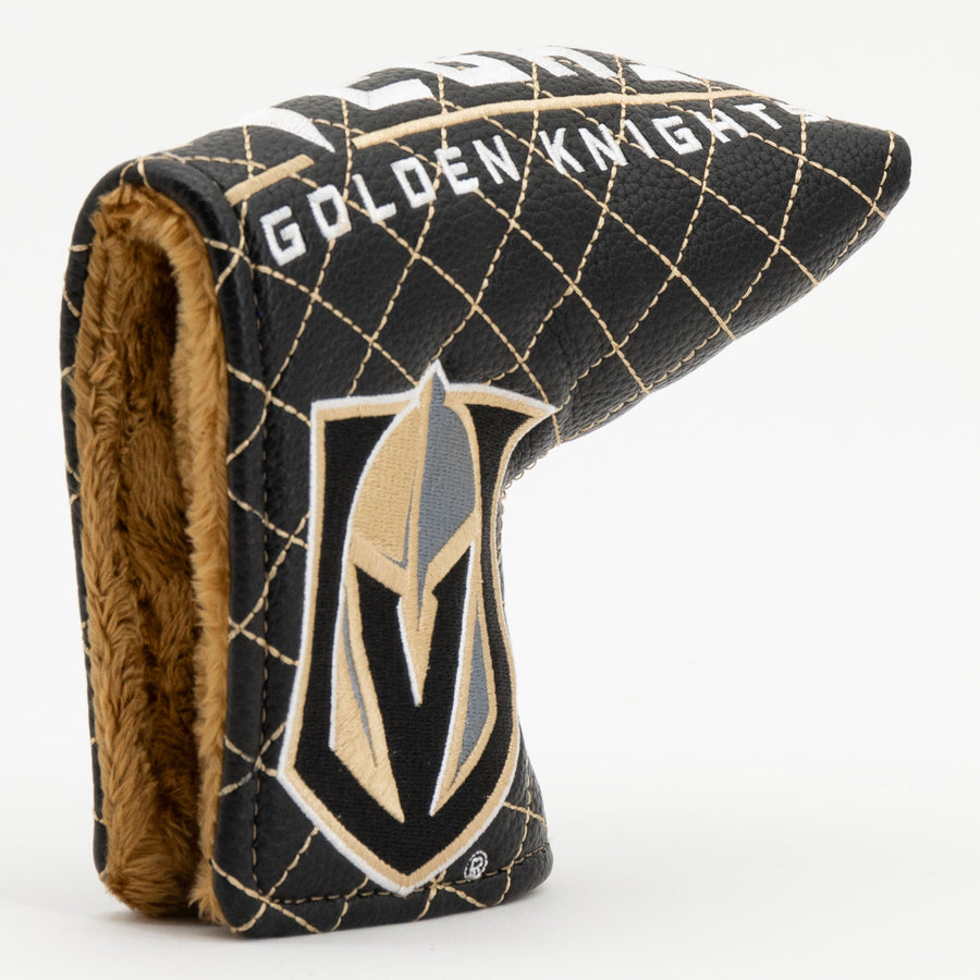 Vegas Golden Knights solid quilted blade putter cover: original opening and lining detail