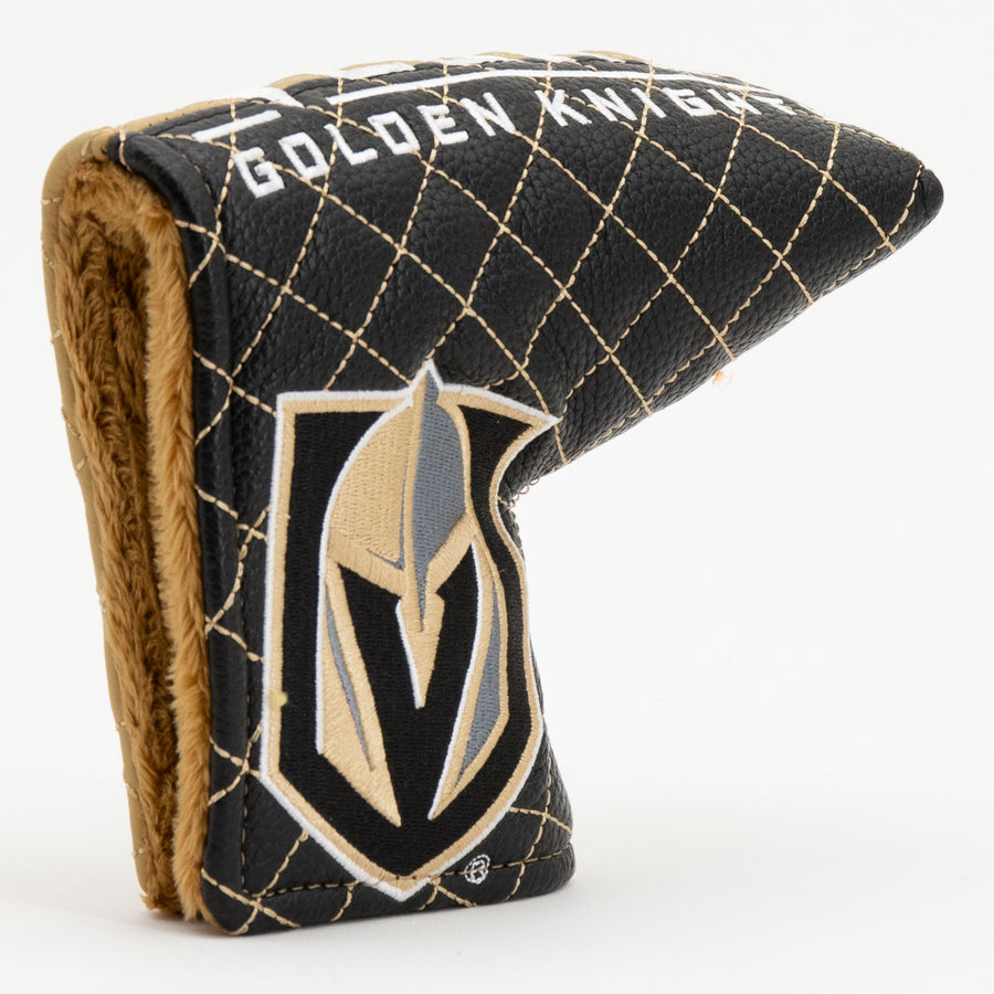 Vegas Golden Knights split quilted blade putter cover: original opening and lining detail