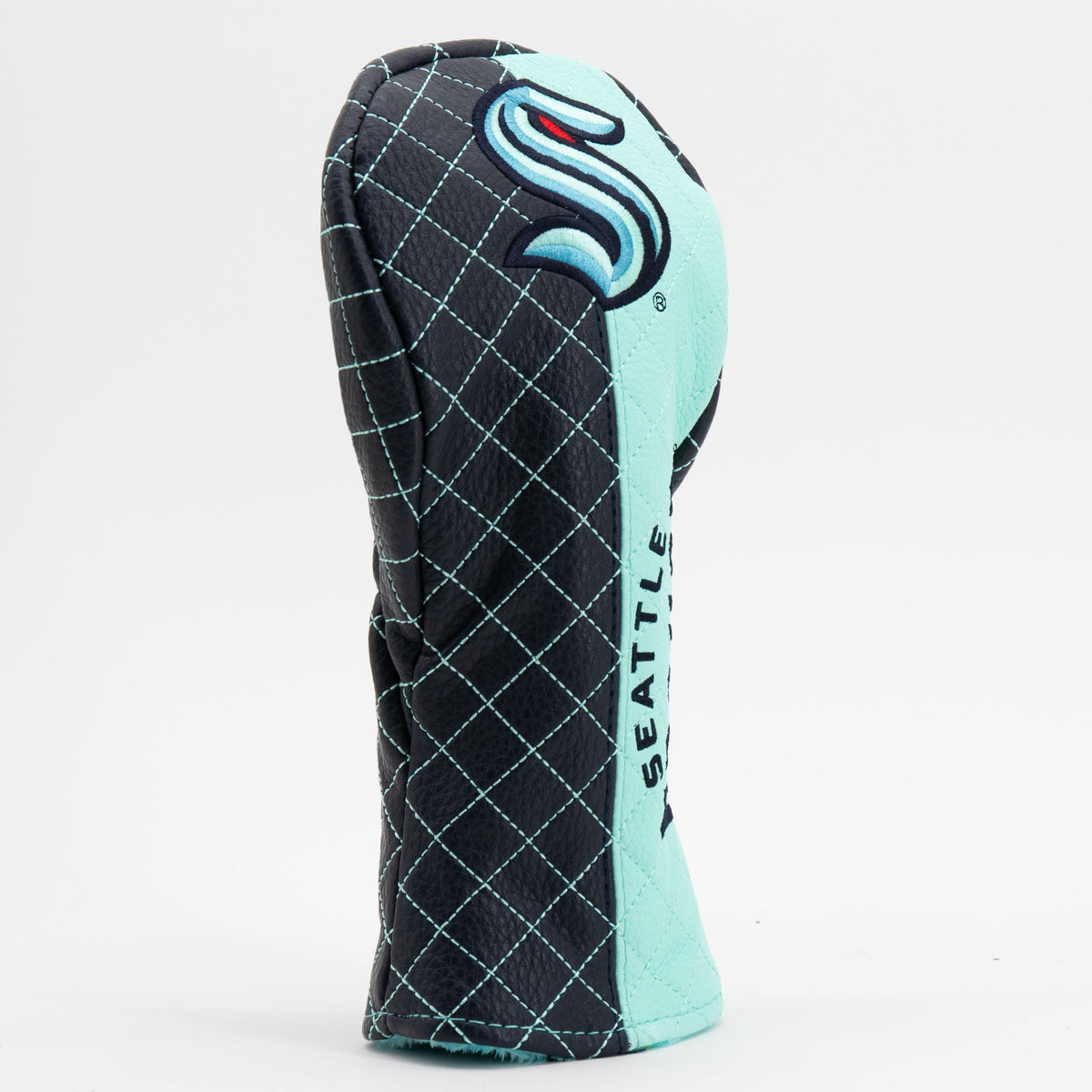 Seattle Kraken Split Quilted Fairway Headcover, close-up of the diamond stitching and textured exterior