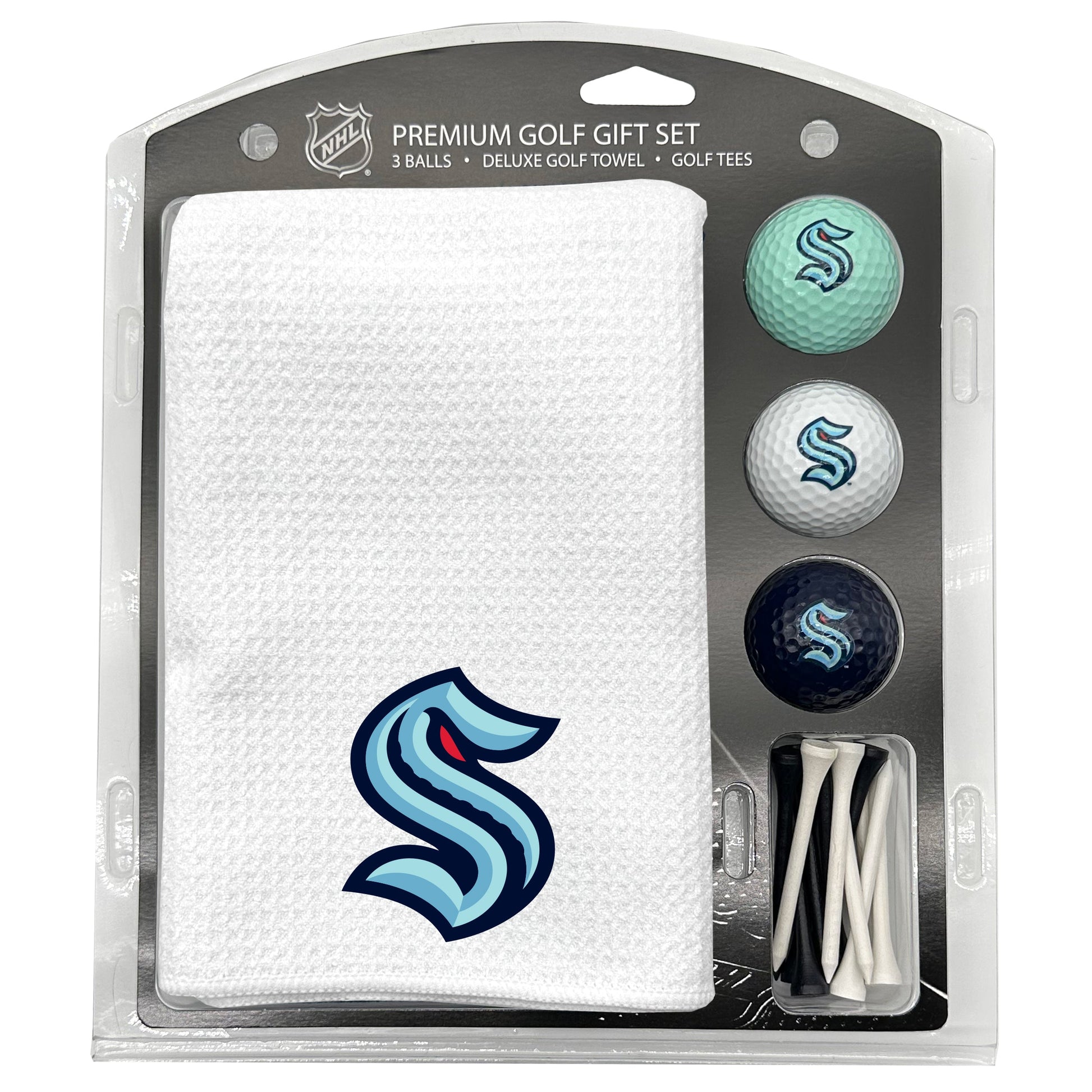 Seattle Kraken White Microfiber Towel Golf Gift Set - Club Rehab