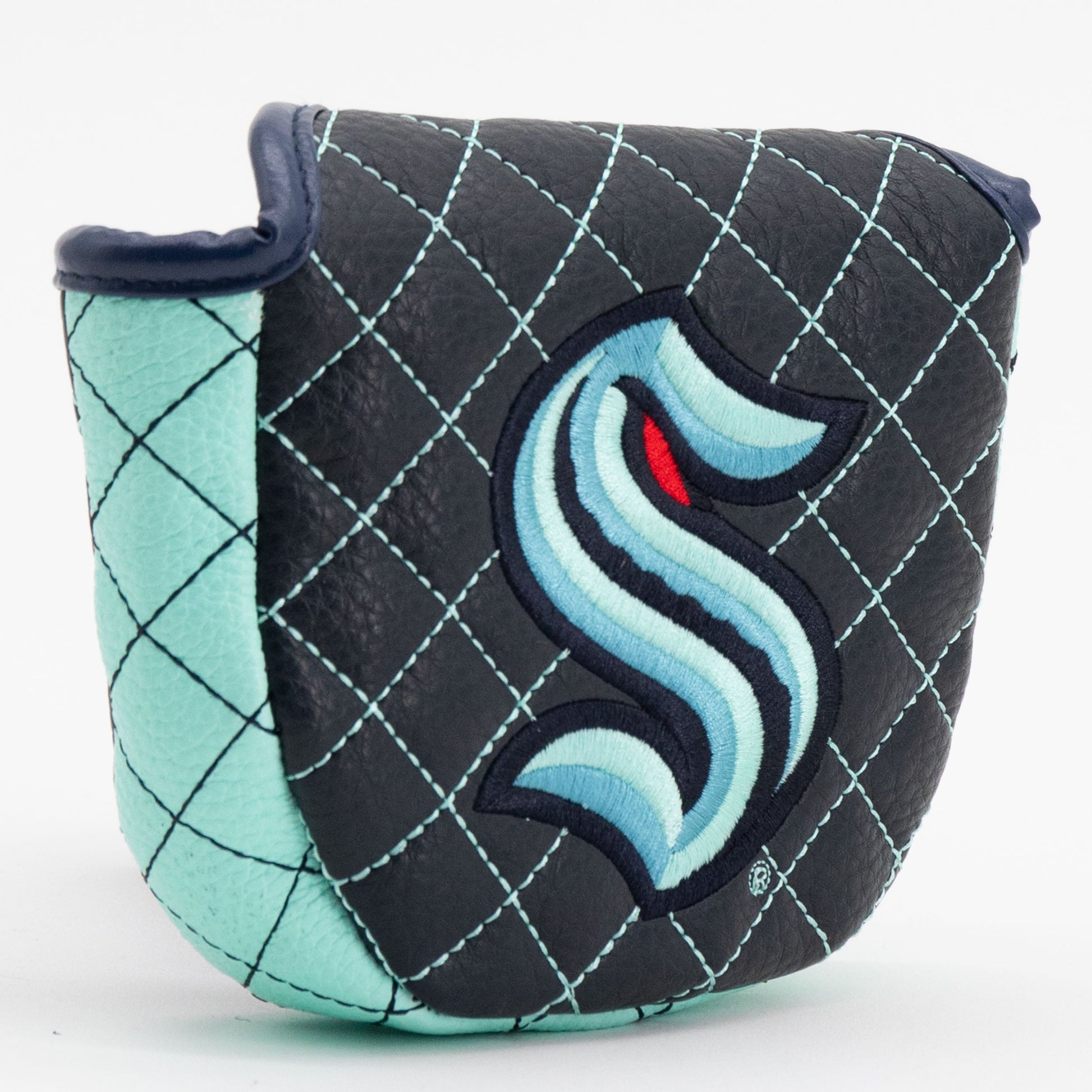 Seattle Kraken solid mallet putter quilted golf headcover alternate view