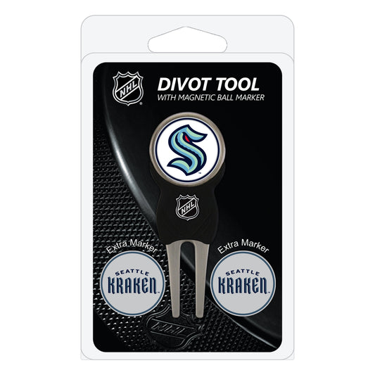 Seattle Kraken divot repair tool and three ball markers