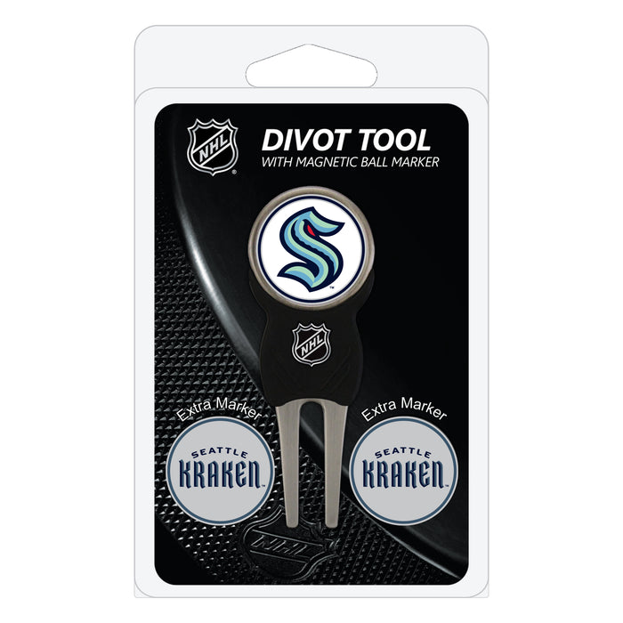 Seattle Kraken divot repair tool and three ball markers