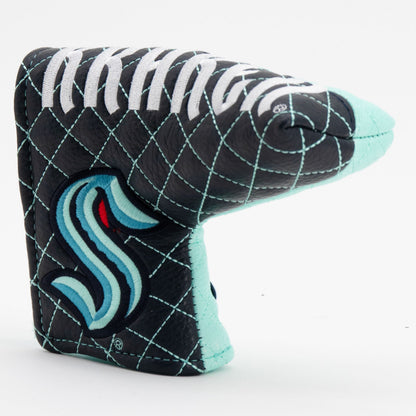 Seattle Kraken split blade putter quilted golf headcover alternate view