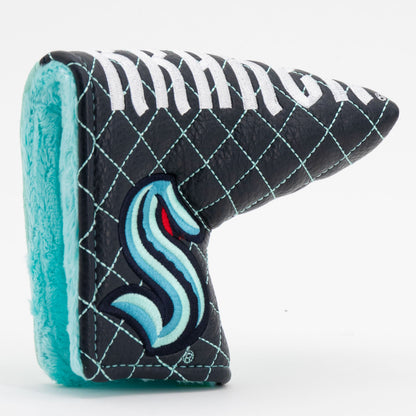 Seattle Kraken Split Blade Putter quilted headcover, opening detail