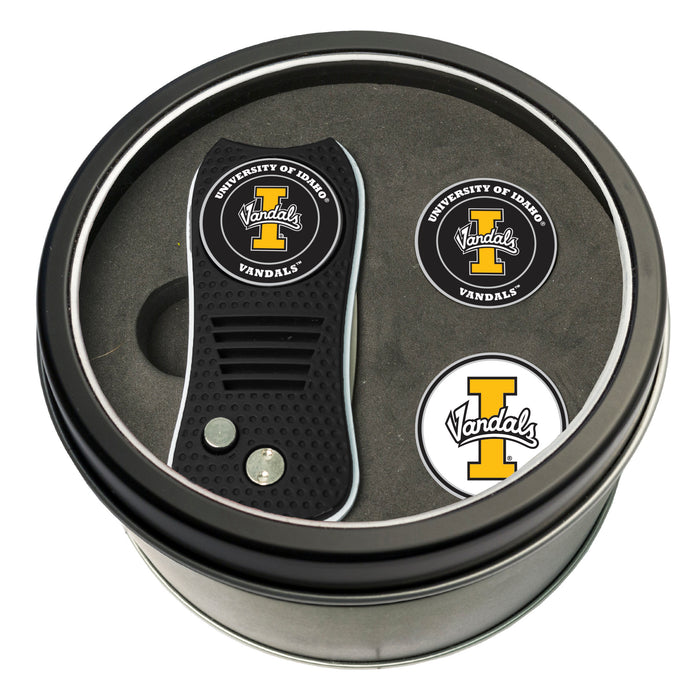 Idaho Switchblade divot tool and ball marker tin gift set