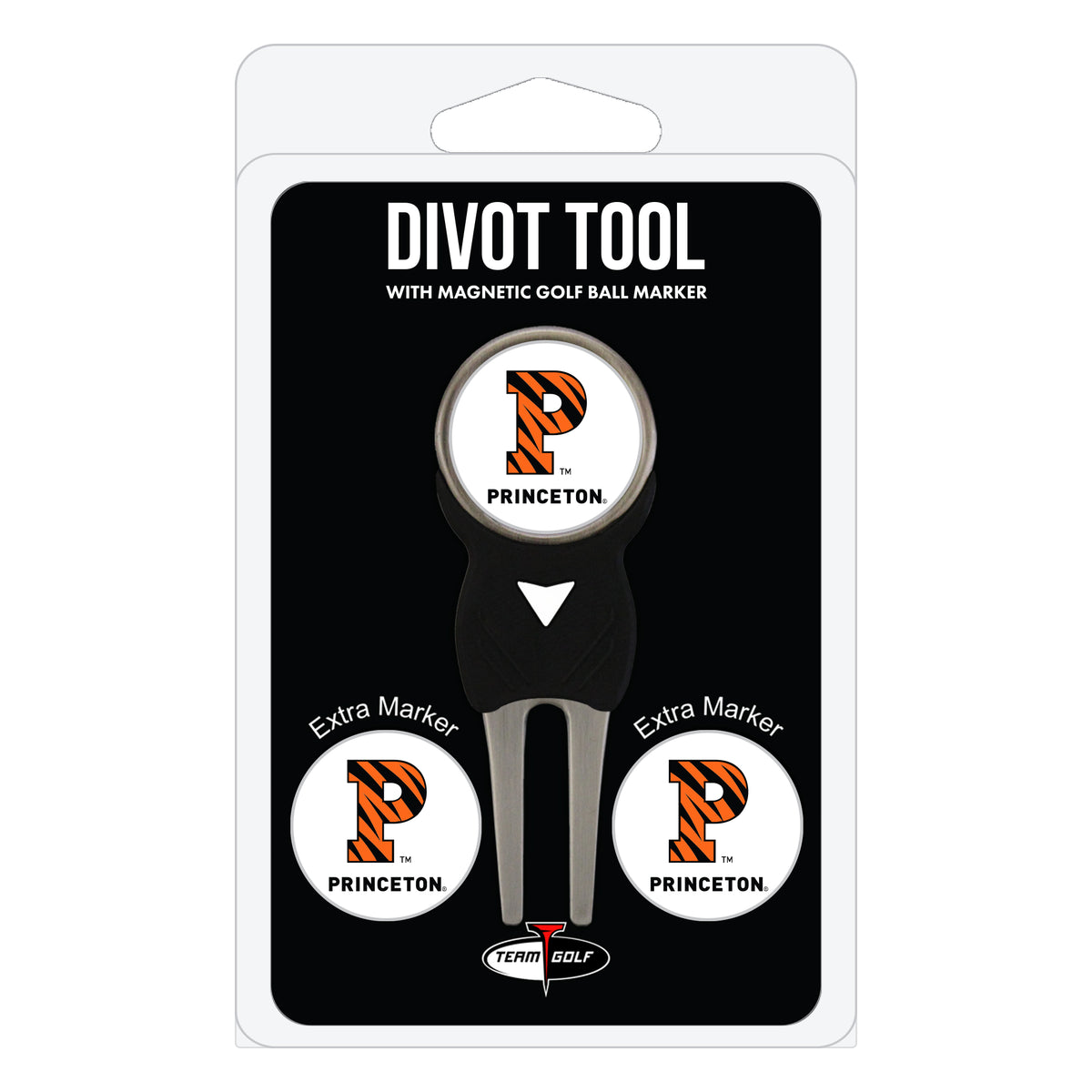 Princeton Tigers divot repair tool and three ball markers