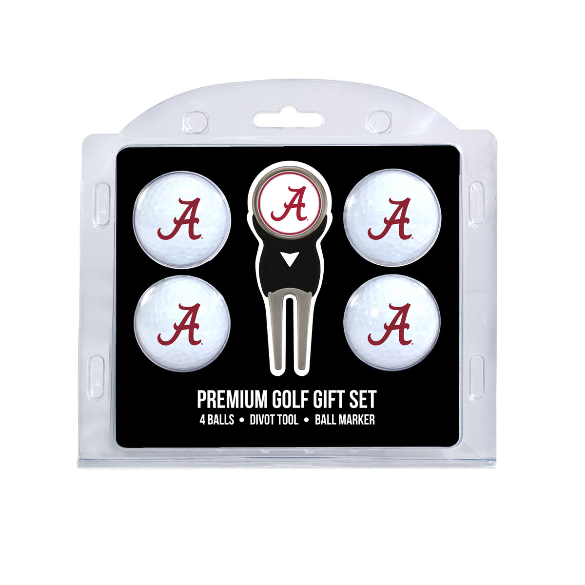 Alabama four ball golf gift set with divot tool and ball marker