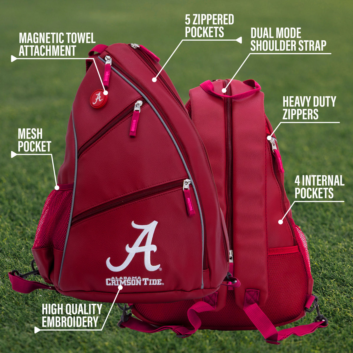Alabama Crimson Tide PU leather backpack by Team Golf, view 9
