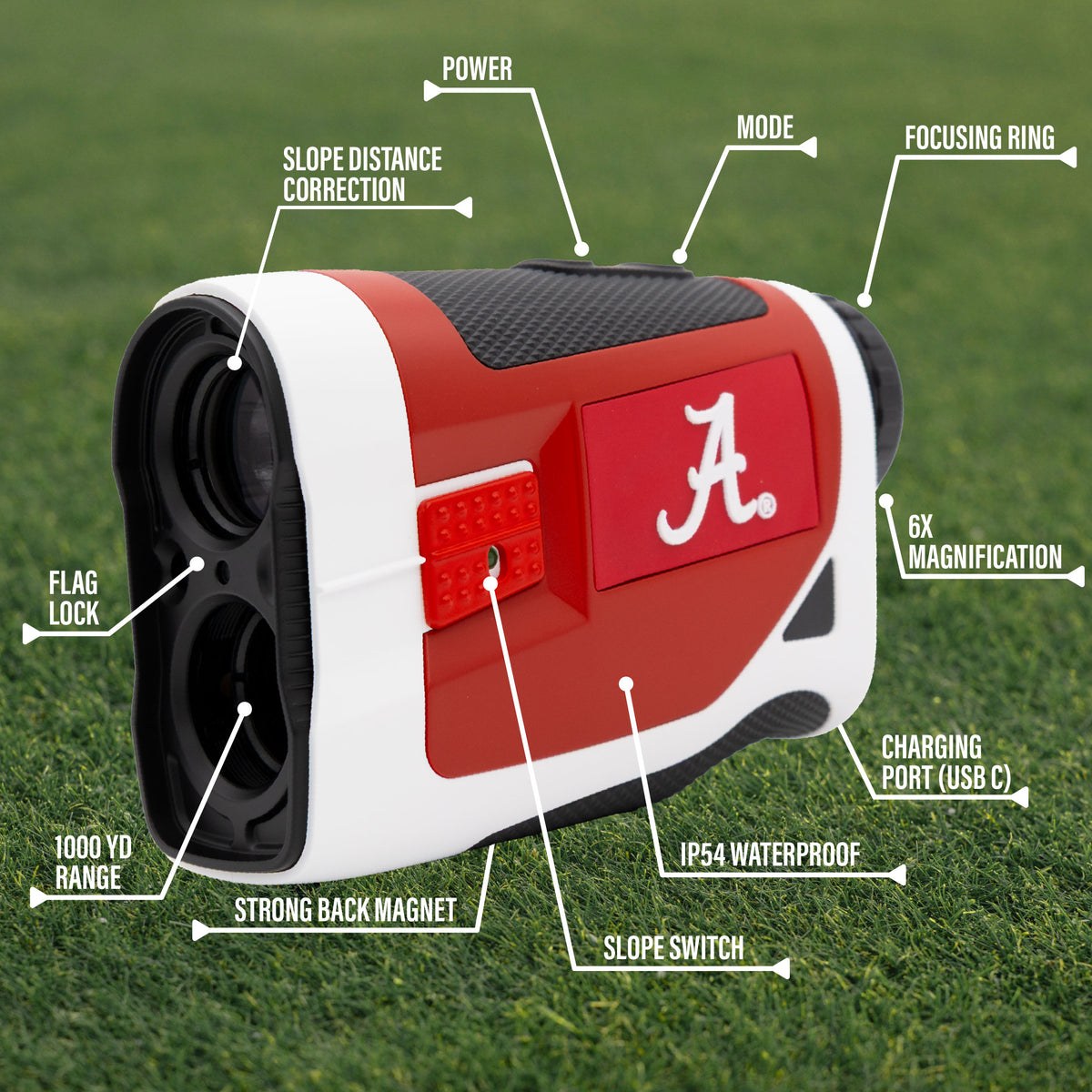 Alabama Crimson Tide Foresight golf rangefinder by Team Golf, view 6