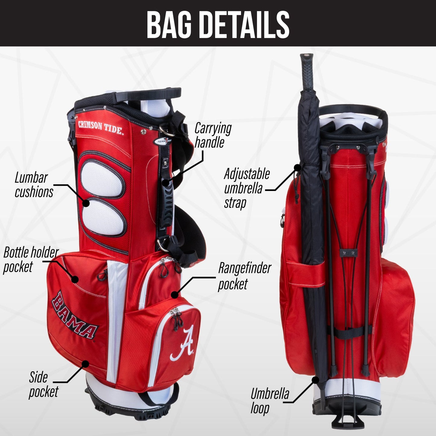 Alabama Crimson Tide Fairway Stand Bag - Image 2 - Club Rehab