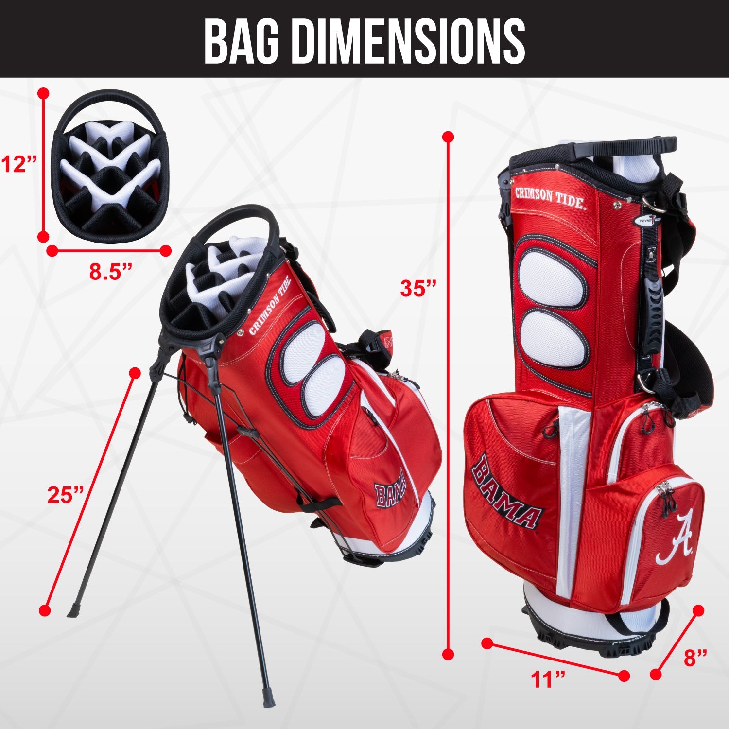 Alabama Crimson Tide Fairway Stand Bag - Image 4 - Club Rehab