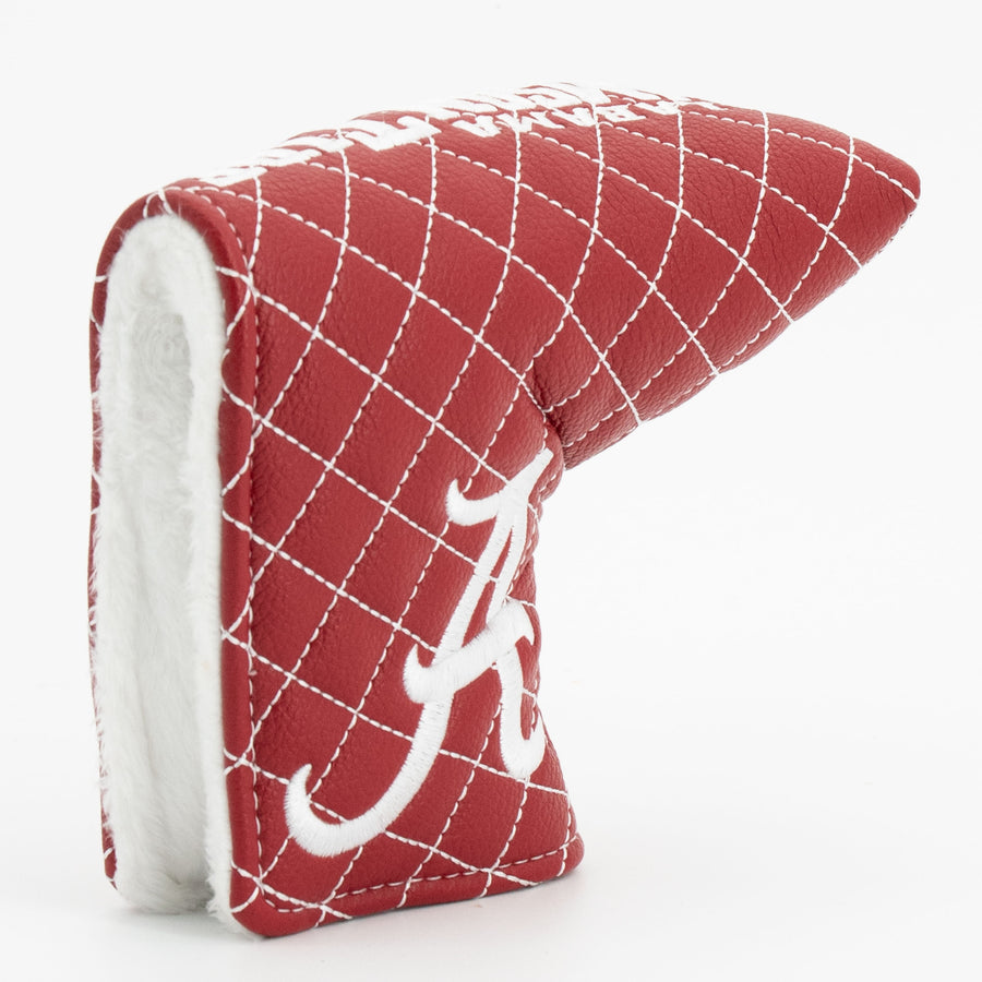 Alabama Crimson Tide solid quilted blade putter cover: original opening and lining detail