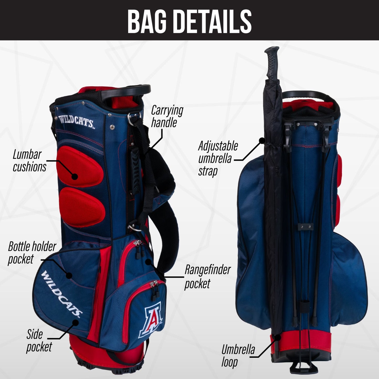 Arizona Wildcats Fairway Stand Bag - Image 2 - Club Rehab