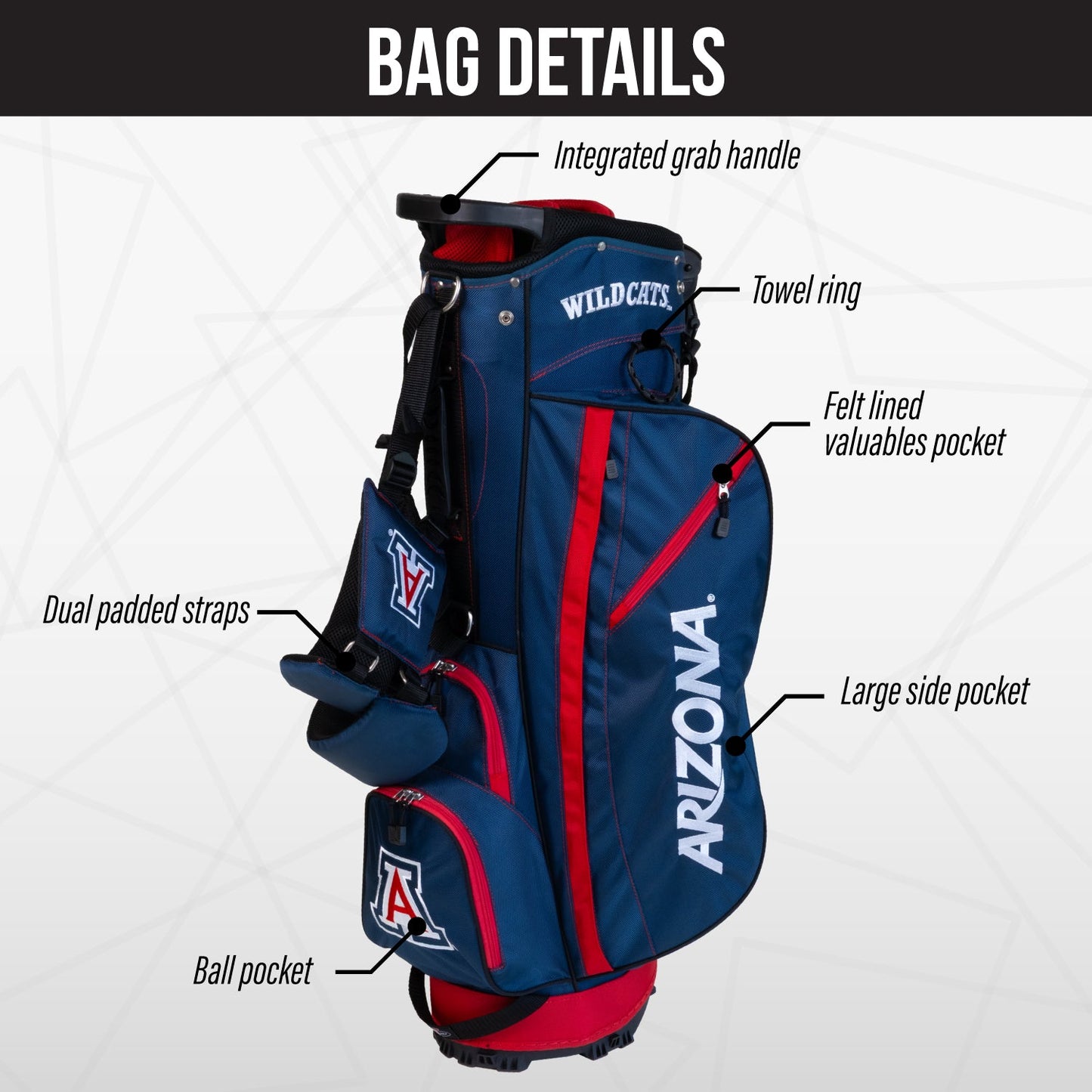 Arizona Wildcats Fairway Stand Bag - Image 3 - Club Rehab