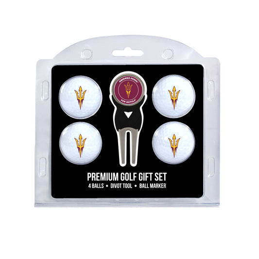 Arizona State four ball golf gift set with divot tool and ball marker