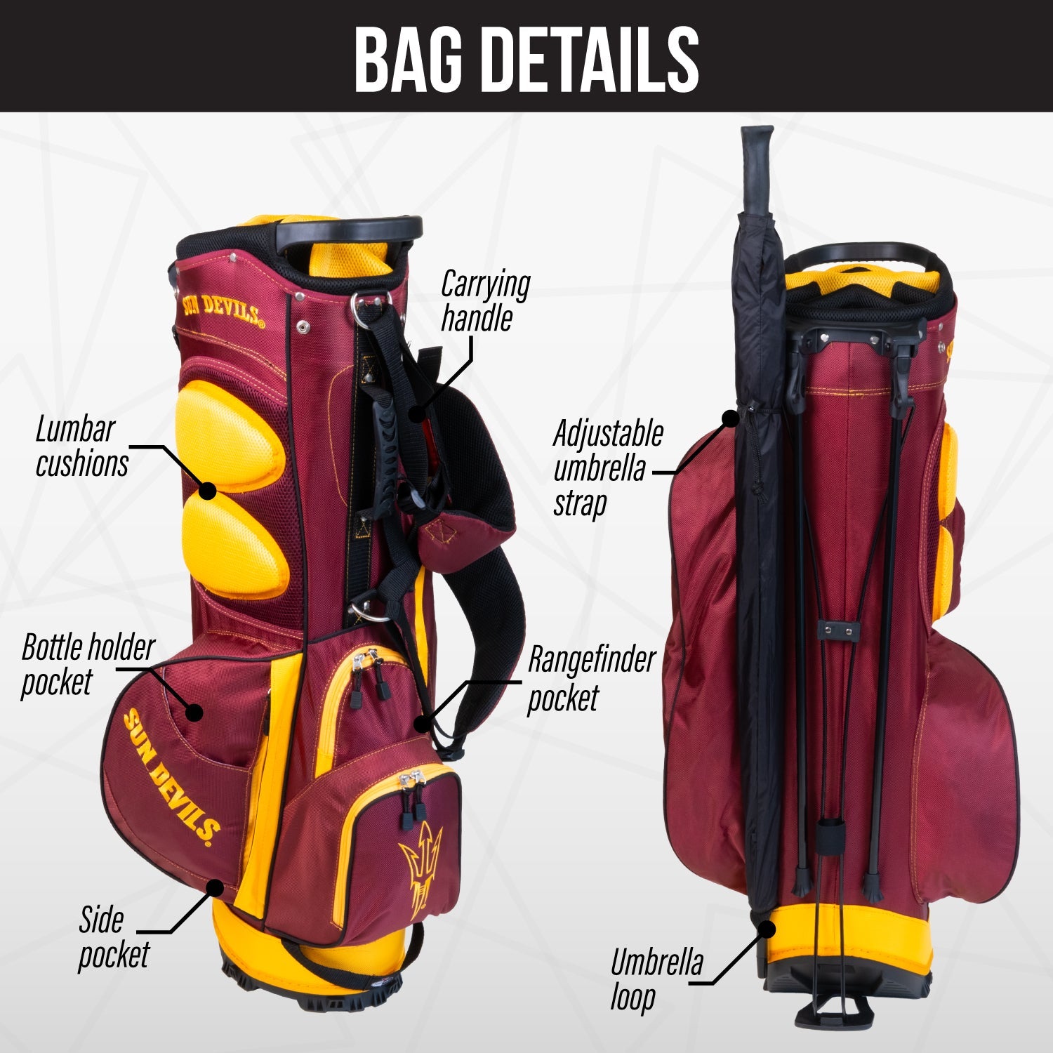 Arizona State Sun Devils Fairway Stand Bag - Image 2 - Club Rehab