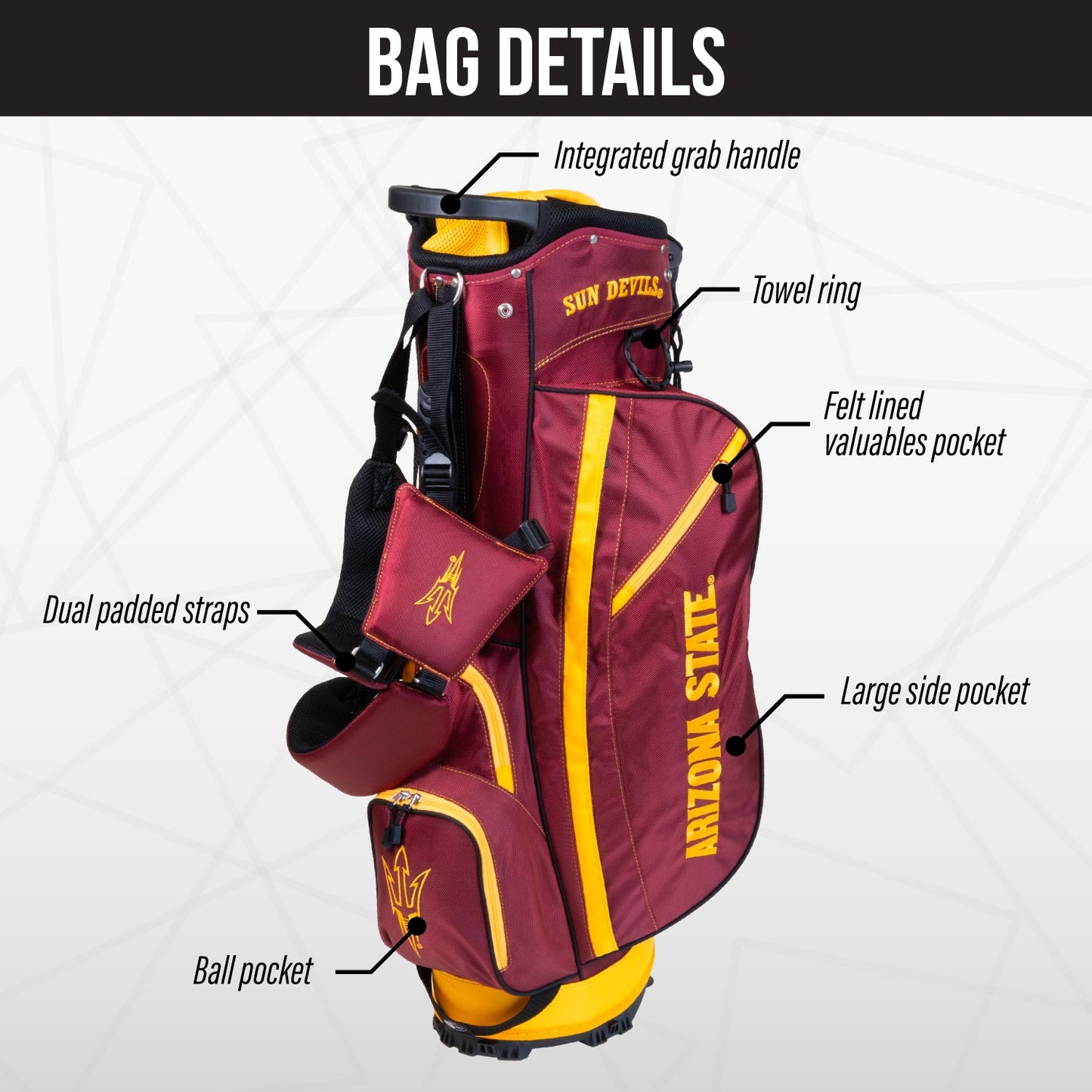Arizona State Sun Devils Fairway Stand Bag - Image 3 - Club Rehab