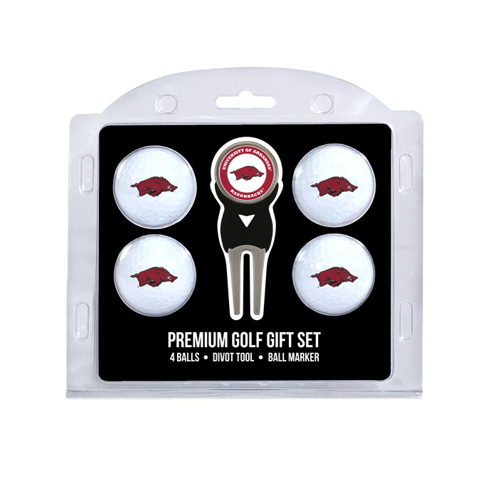 Arkansas four ball golf gift set with divot tool and ball marker